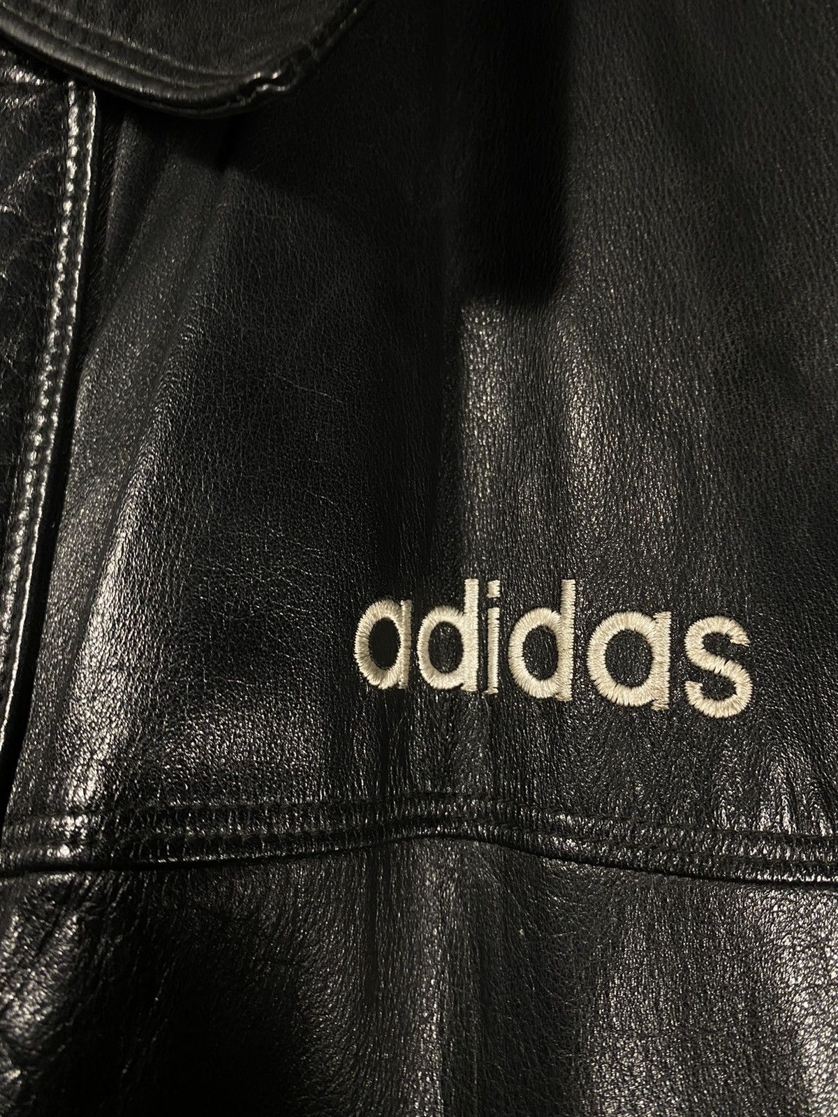 Adidas Vintage Adidas 80s leather logo jacket Size US L / EU 52-54 / 3 - 4 Thumbnail