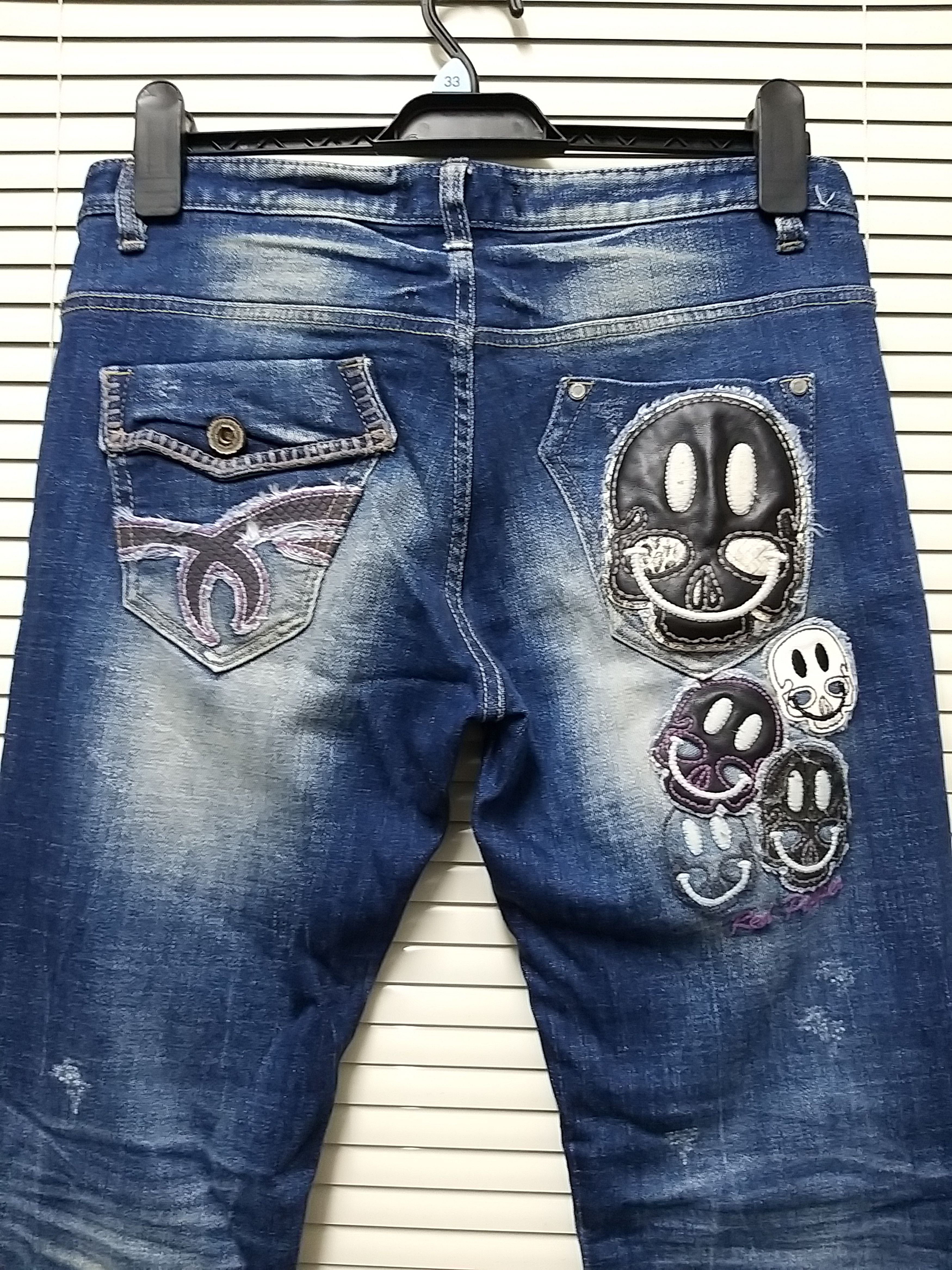 Japanese Brand ARCHIVE JAPANESE CULTURE RED PEPPER SKULL DISTRESSED JEANS Size US 32 / EU 48 - 3 Thumbnail