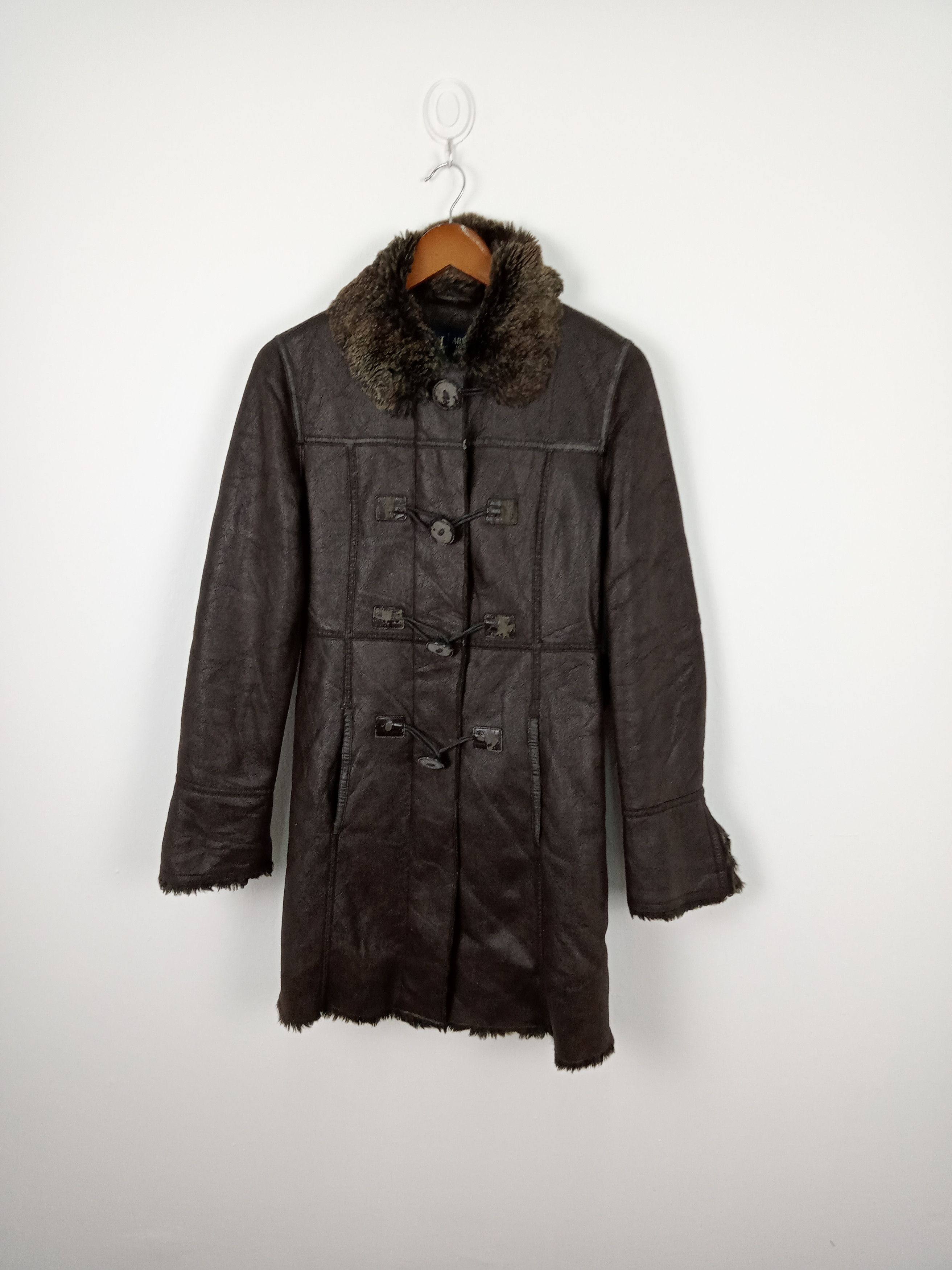 Armani Jeans 90s Leather Fur Jacket Rare Vintage Brand Armani