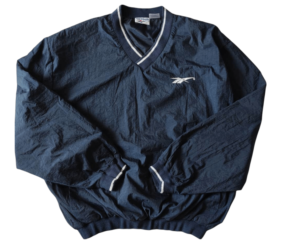 Reebok Vintage Reebok Fullover V-Neck Windbreaker Size US L / EU 52-54 / 3 - 1 Thumbnail