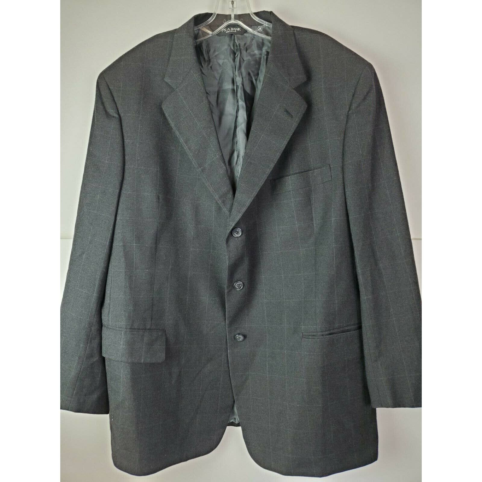 Jos. A. Bank Jos A Bank Signature Gray Windowpane 46R Wool Blazer | Grailed