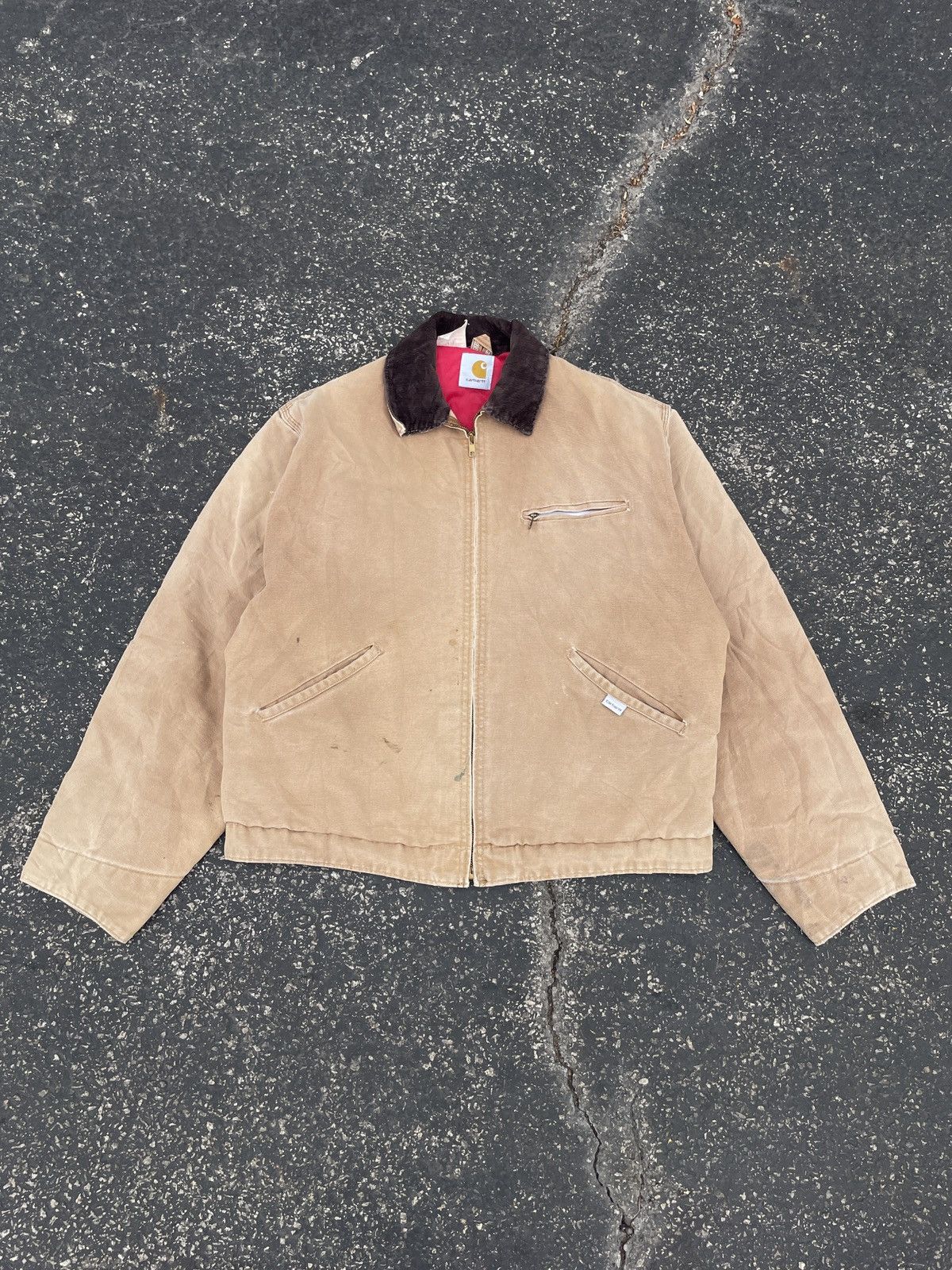 Vintage tan distressed Carhartt Detroit jacket