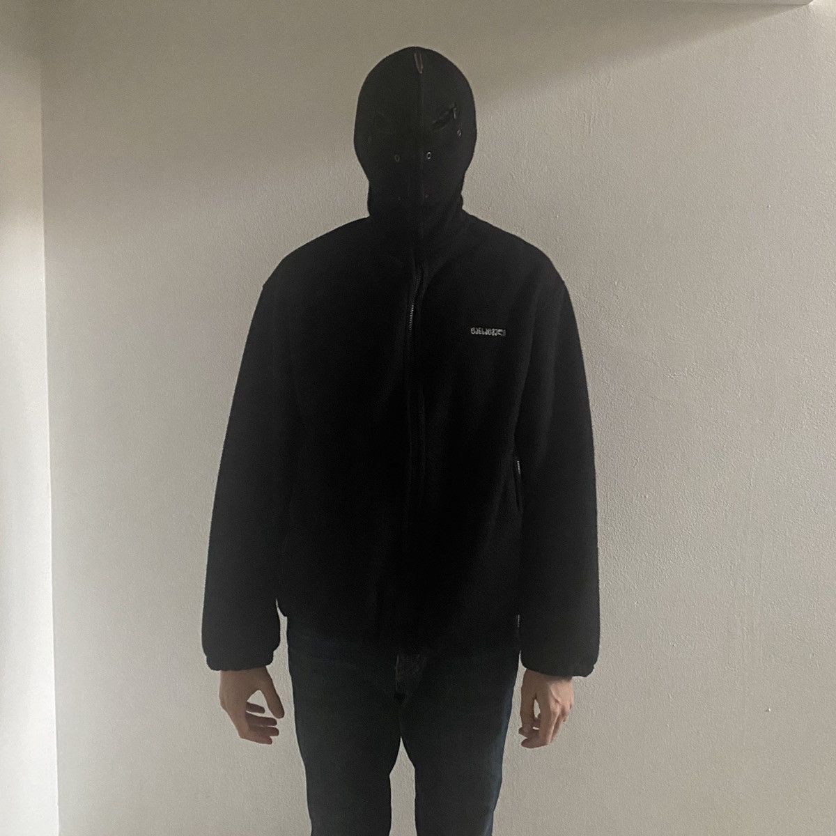 VETEMENTS SS19 GIMP BULLET FLEECE MASK ZIP UP HOODIE IN