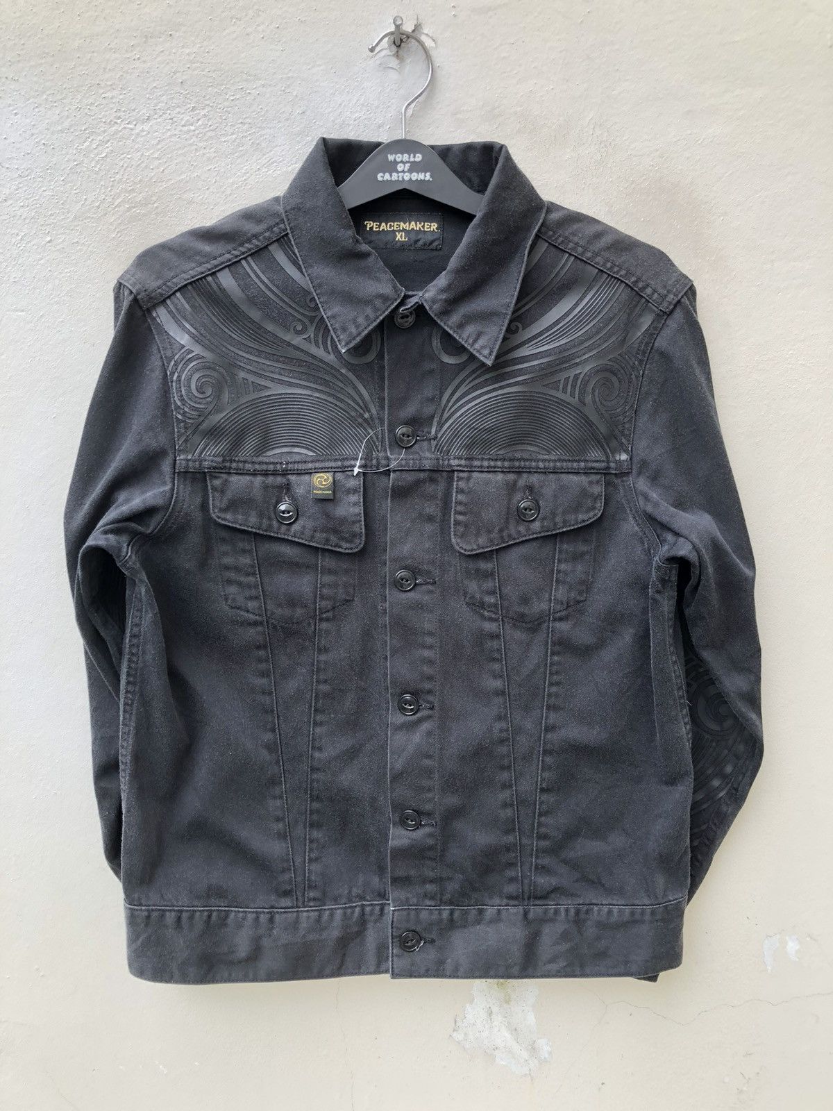 The Viridi-anne 90s Peacemaker Japan Ethnic Tribe Faded Black Trucker Jacket Size US L / EU 52-54 / 3 - 12 Thumbnail