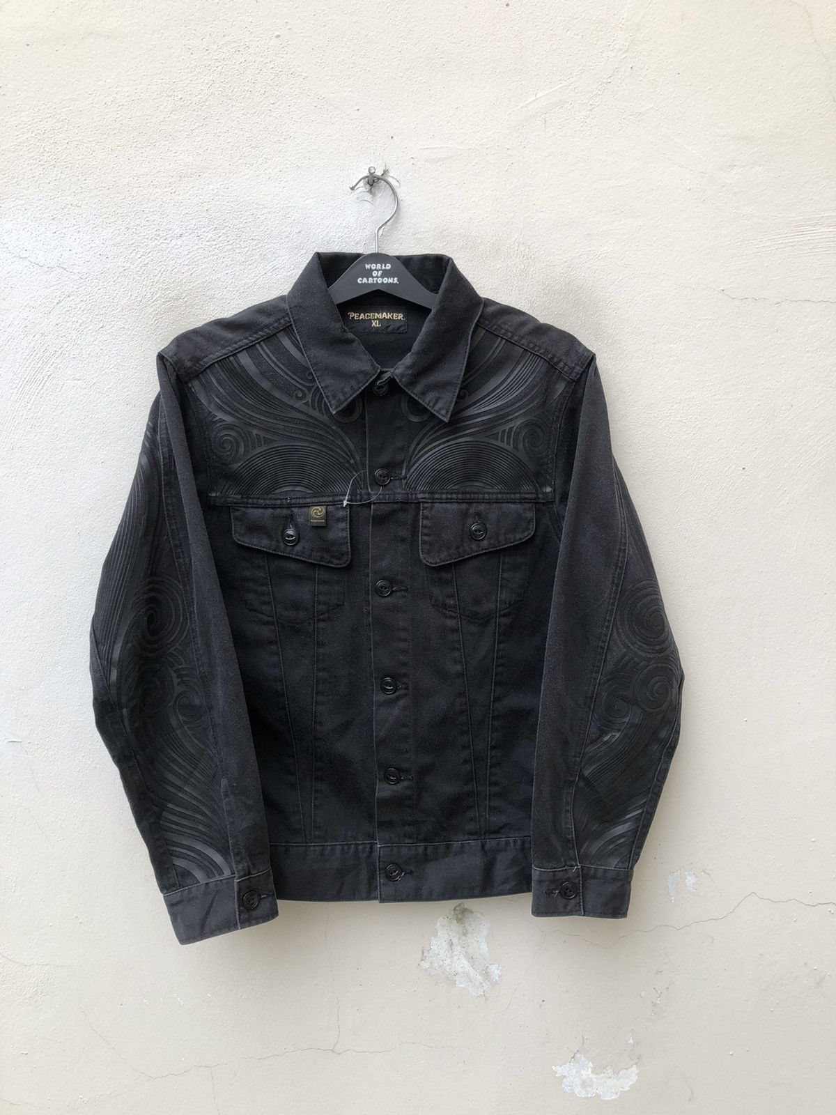 The Viridi-anne 90s Peacemaker Japan Ethnic Tribe Faded Black Trucker Jacket Size US L / EU 52-54 / 3 - 7 Thumbnail