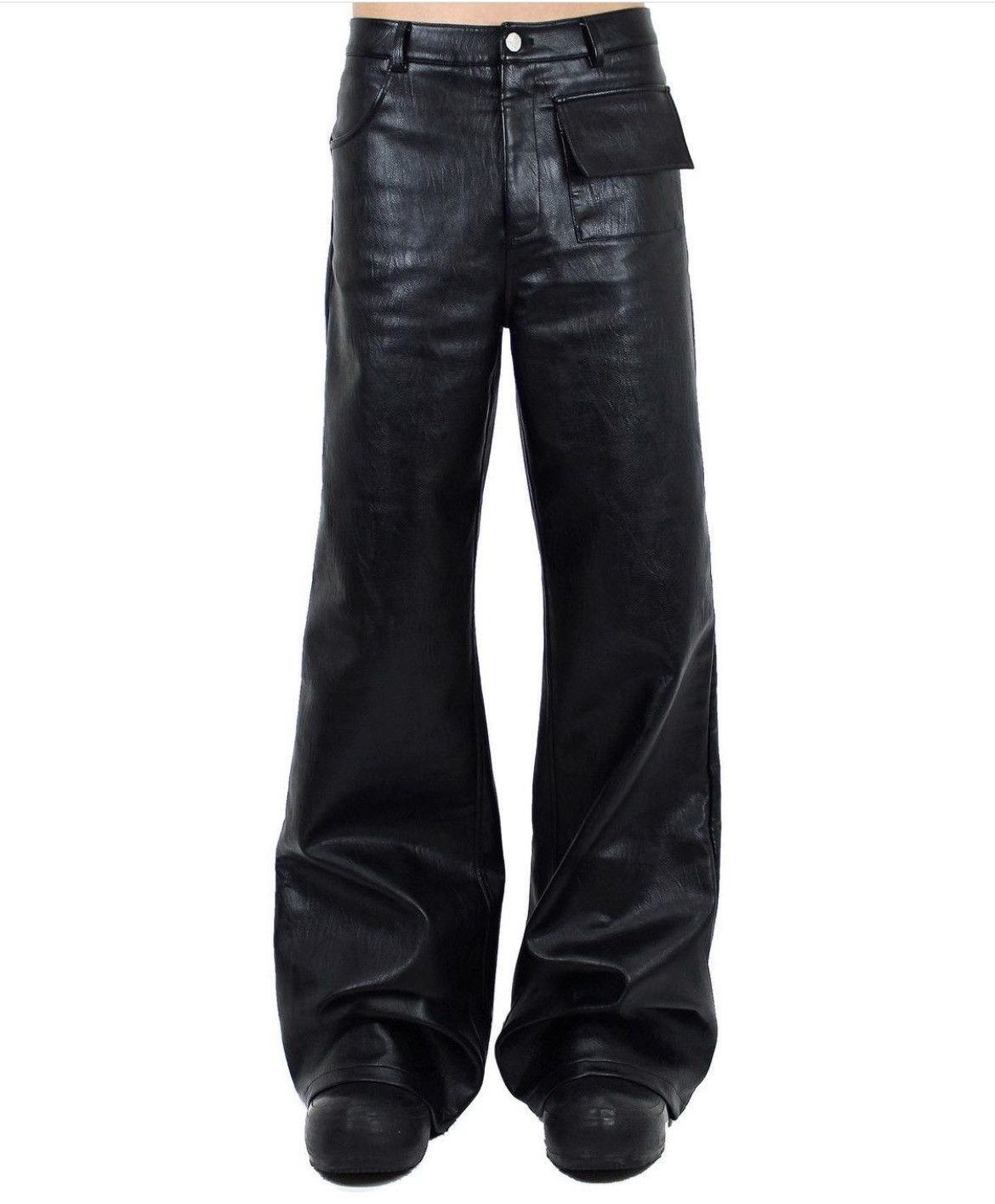 V2 black flared leather pants – ranger