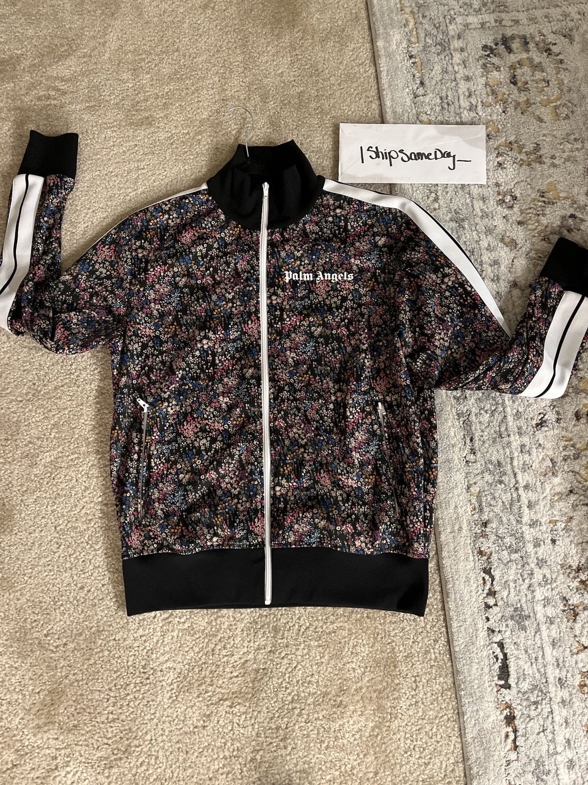 Palm Angels Palm Angels Floral Flower Black Track Jacket | Grailed
