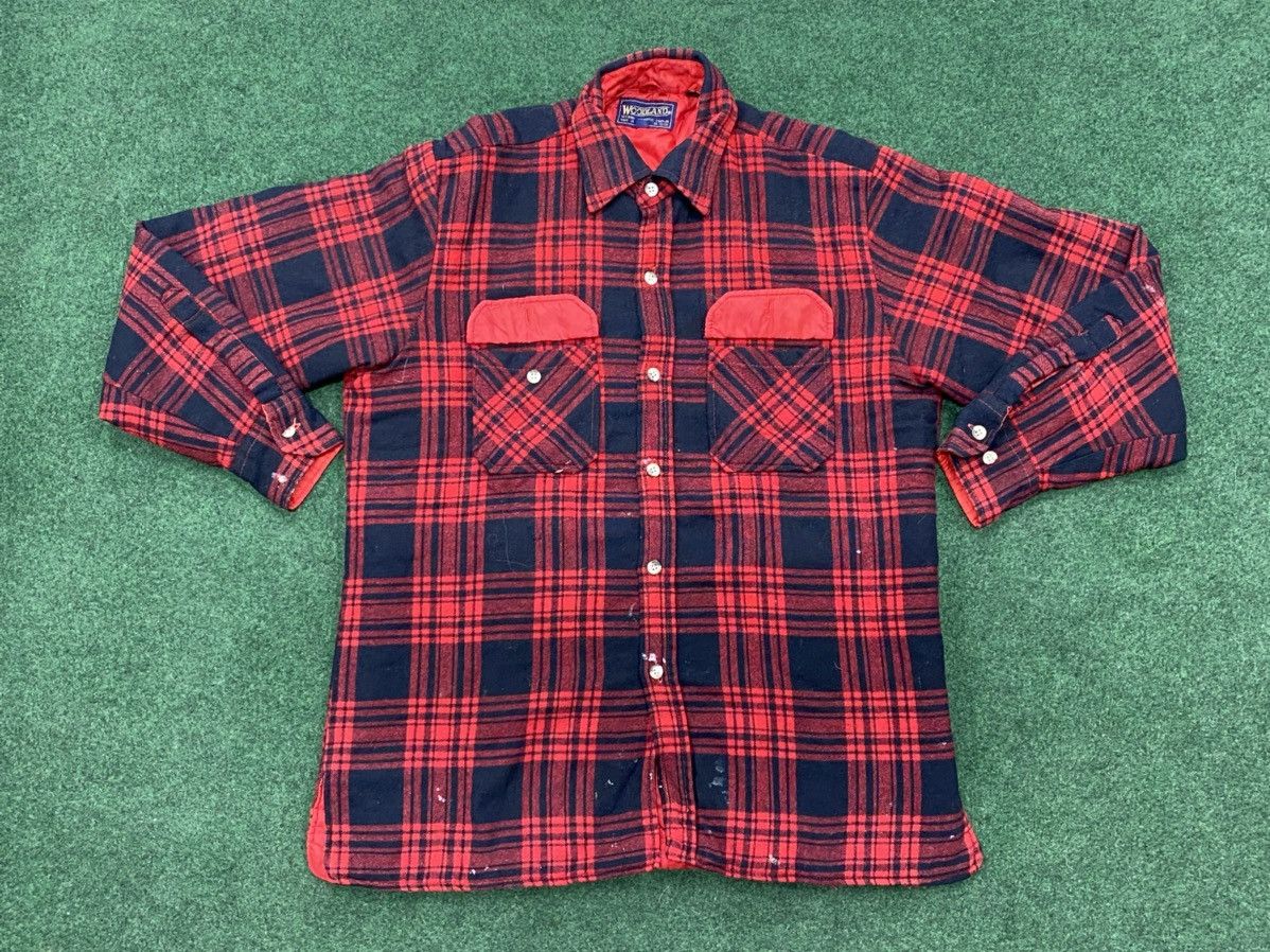 Vintage Vintage 70s Woodland Plaid Flannel Wool Shirt Size US M / EU 48-50 / 2 - 1 Thumbnail