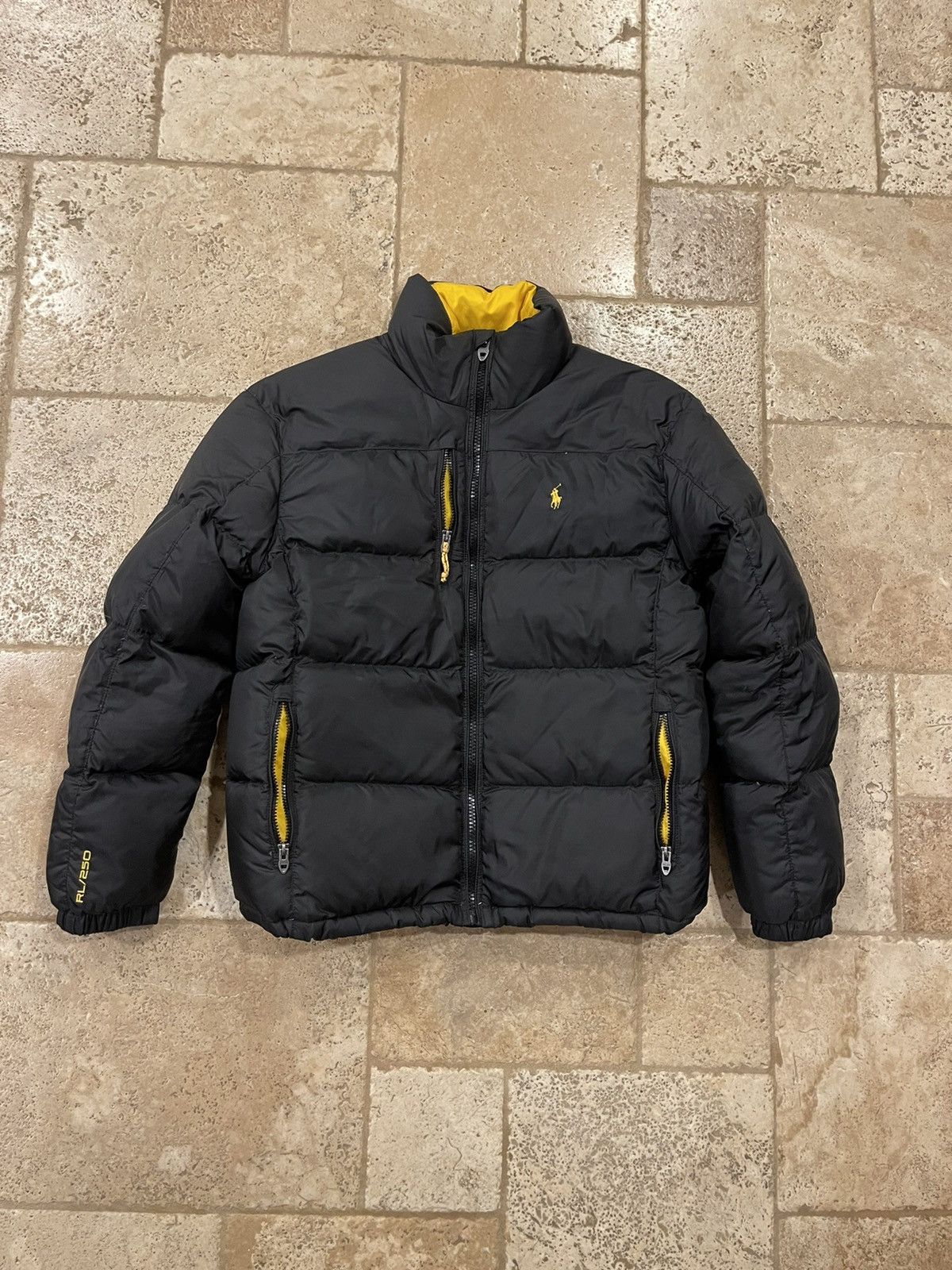 Polo Ralph Lauren Polo Ralph Lauren Black Yellow Puffer Jacket Coat RL 250 Grailed