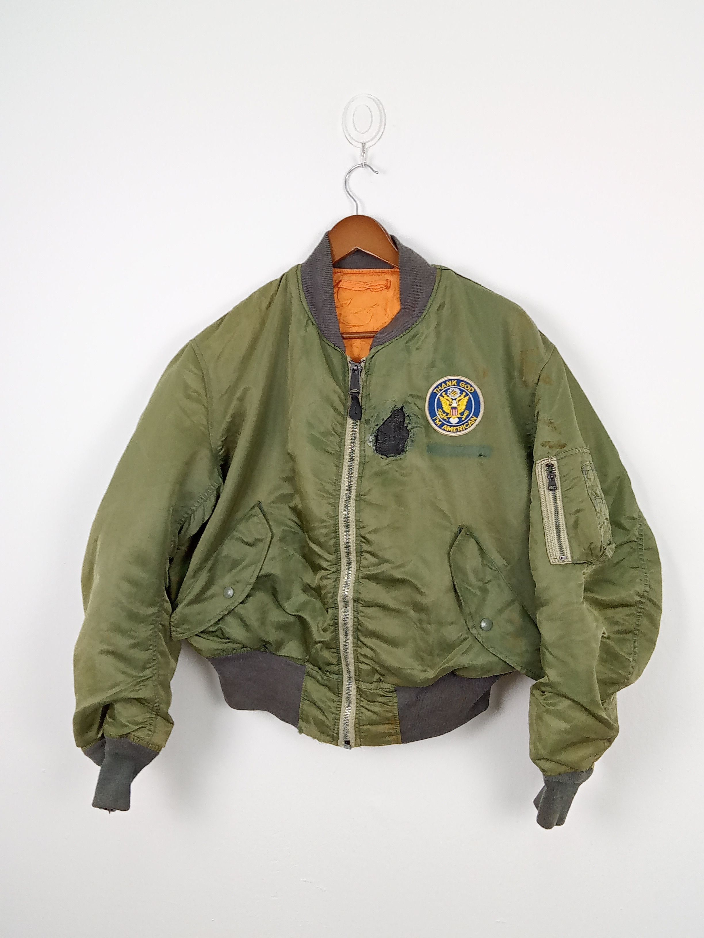 Vintage USA Avirex Distressed Patches Bomber Jacket