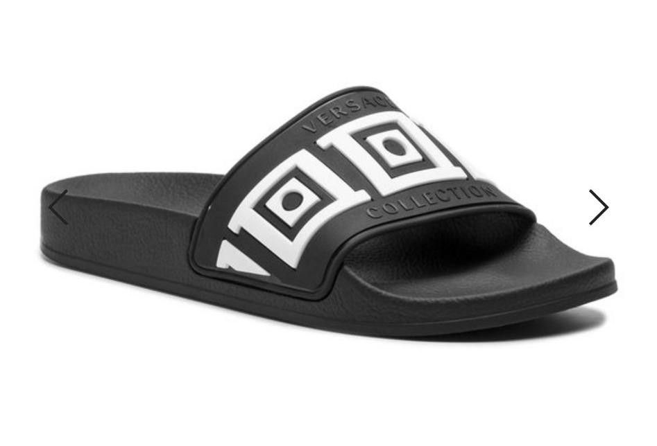 Versace Logo Sandals in Black / White | Grailed