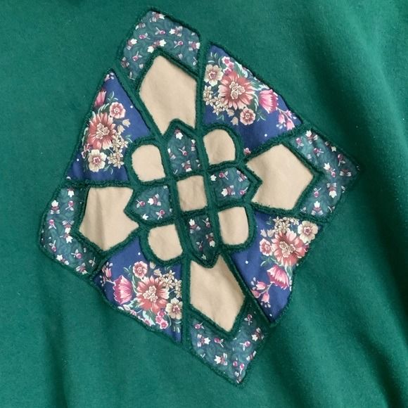 Jerzees Vintage Jerzees Patchwork Quilt Collared Grandma Sweatshirt Size US L / EU 52-54 / 3 - 2 Preview