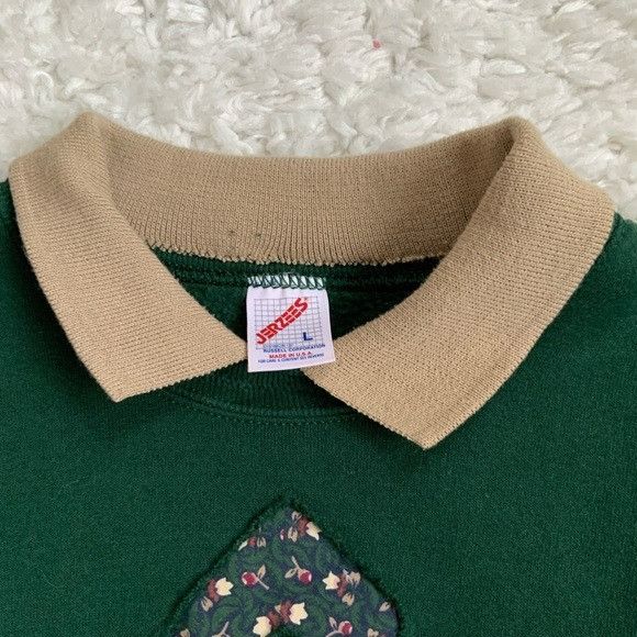 Jerzees Vintage Jerzees Patchwork Quilt Collared Grandma Sweatshirt Size US L / EU 52-54 / 3 - 3 Thumbnail