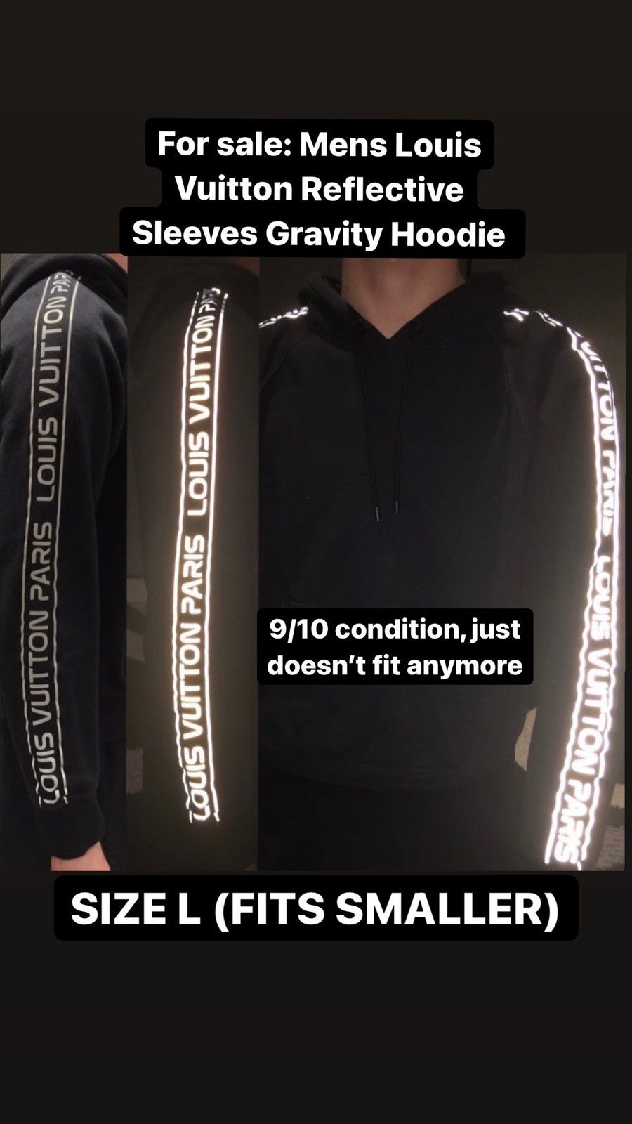 LOUIS VUITTON Reflective Sleeves Gravity Hoodie - Noir