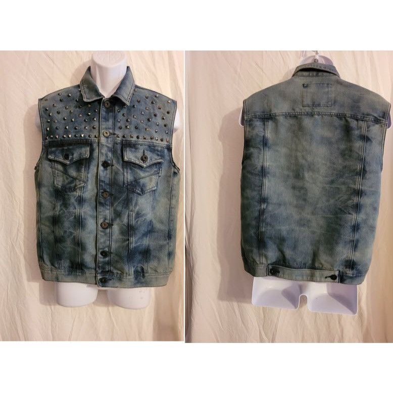 Ring Of Fire Ring Of Fire Of Los Angeles Denim Metal Spiked Vest 