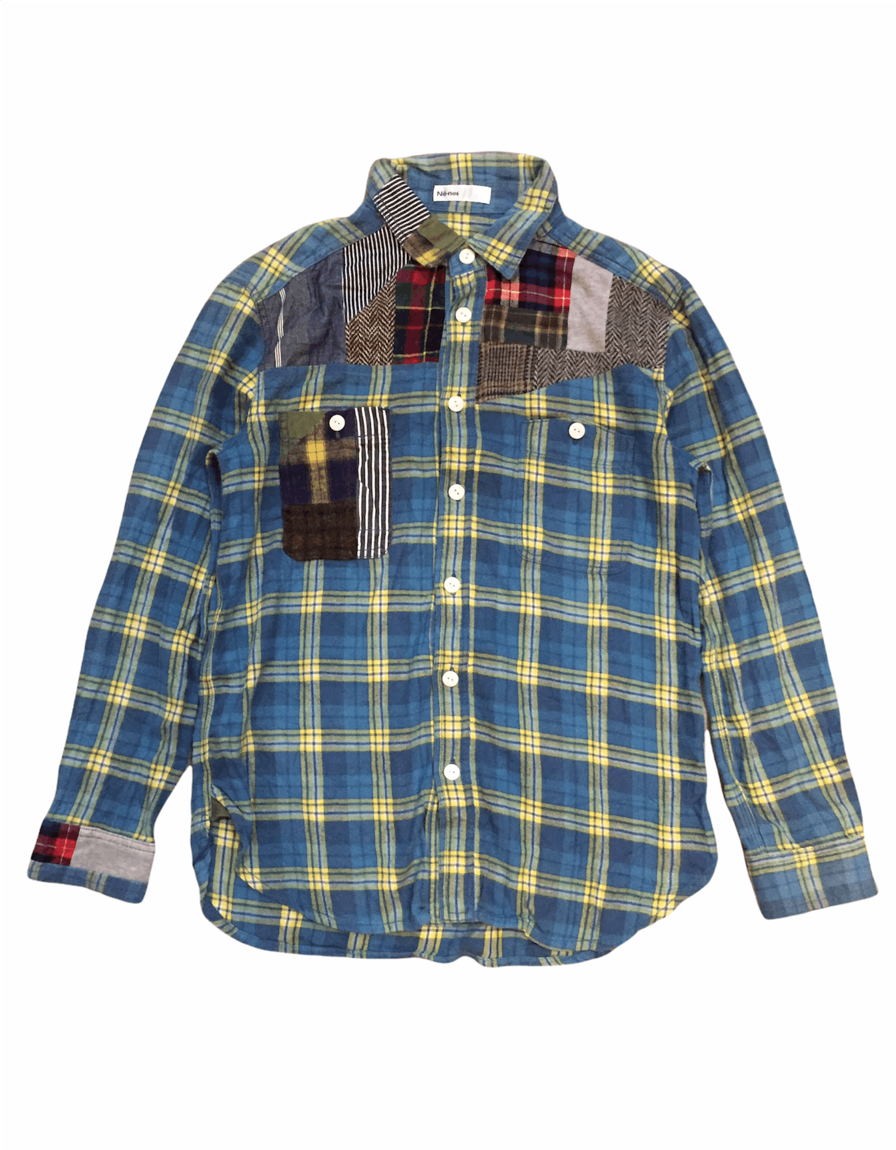 image of Ne-Net By Issey Miyake Patchwork Flannel in Green, Men's (Size Medium)