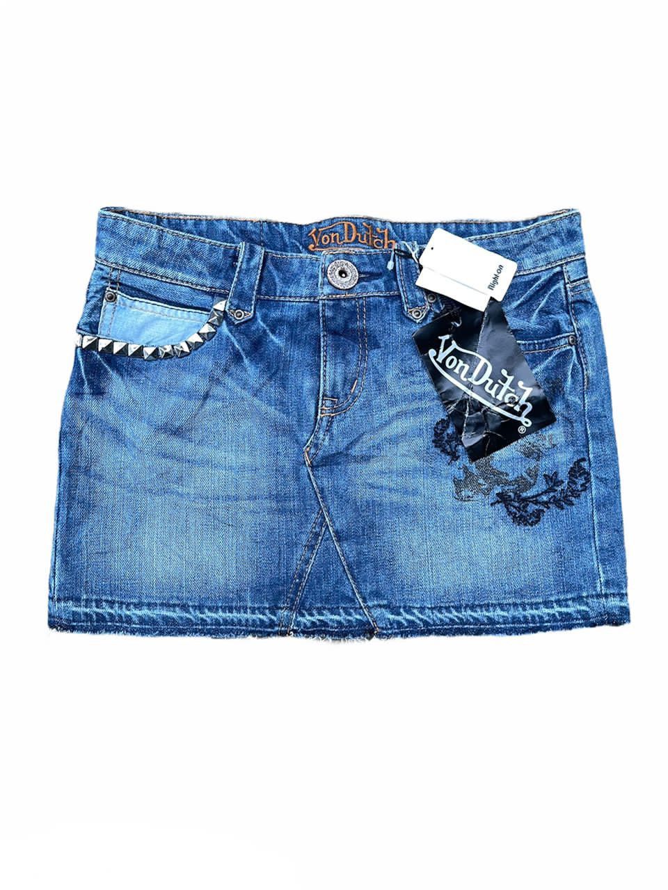 Von Dutch Denim Mini Skirt Dirty Light Blue Denim