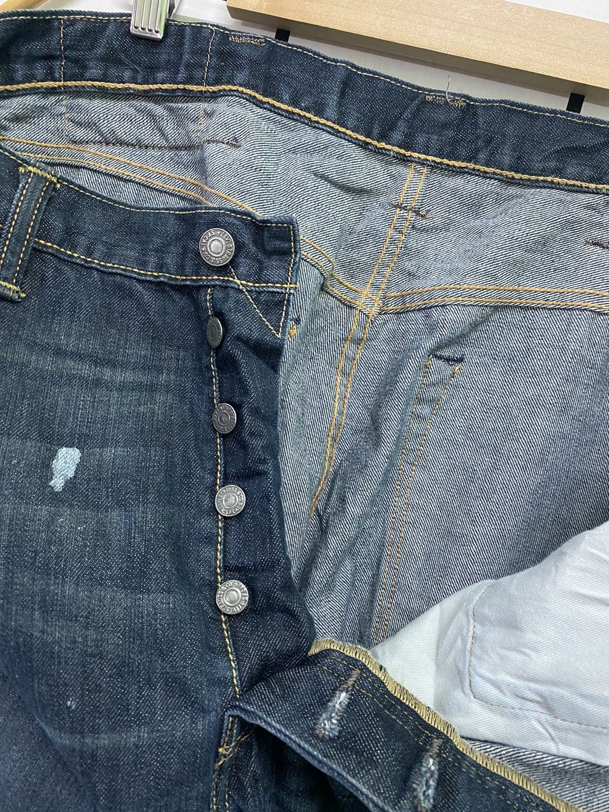 Levi's × Vintage Vintage LEVIS 501 Distress Paint Butterfly Button Denim -L54 Size US 37 - 20 Thumbnail