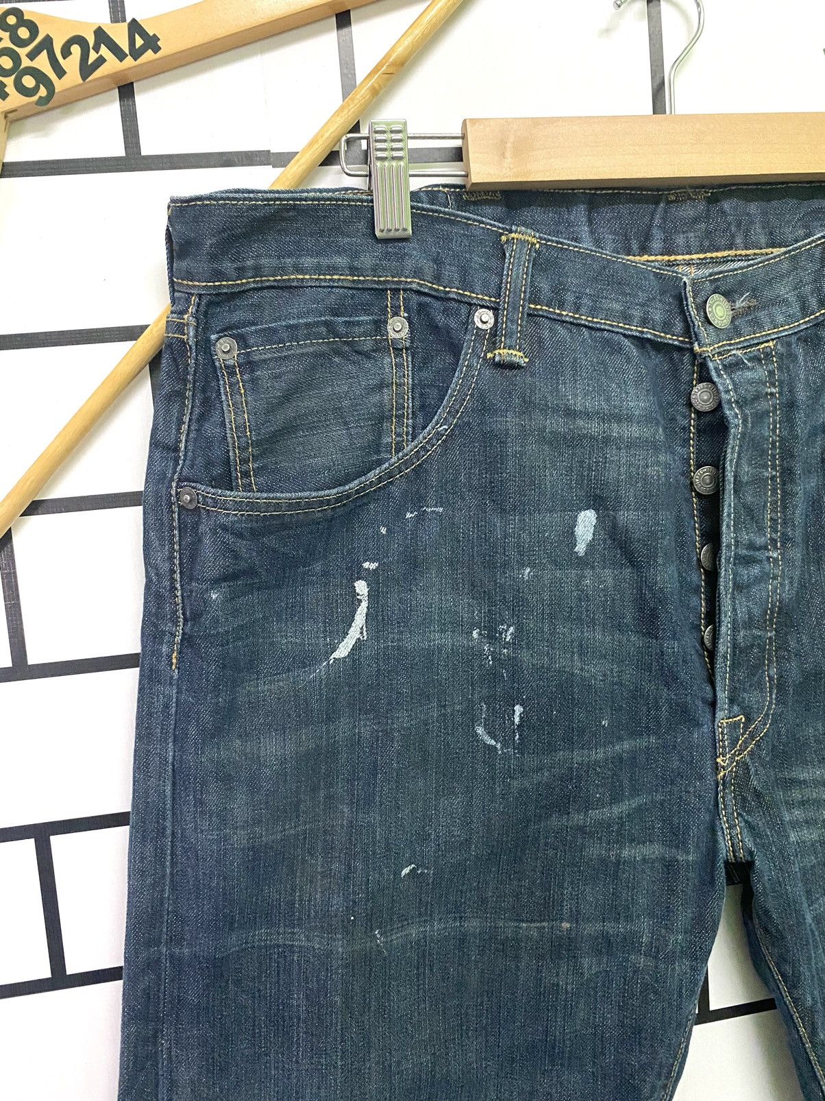 Levi's × Vintage Vintage LEVIS 501 Distress Paint Butterfly Button Denim -L54 Size US 37 - 4 Thumbnail