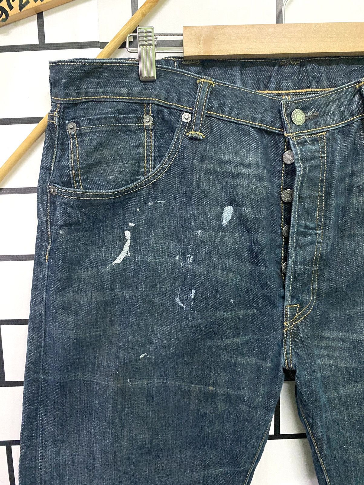 Levi's × Vintage Vintage LEVIS 501 Distress Paint Butterfly Button Denim -L54 Size US 37 - 10 Thumbnail