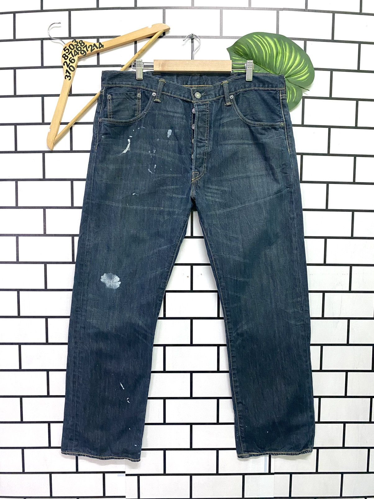 Levi's × Vintage Vintage LEVIS 501 Distress Paint Butterfly Button Denim -L54 Size US 37 - 1 Thumbnail