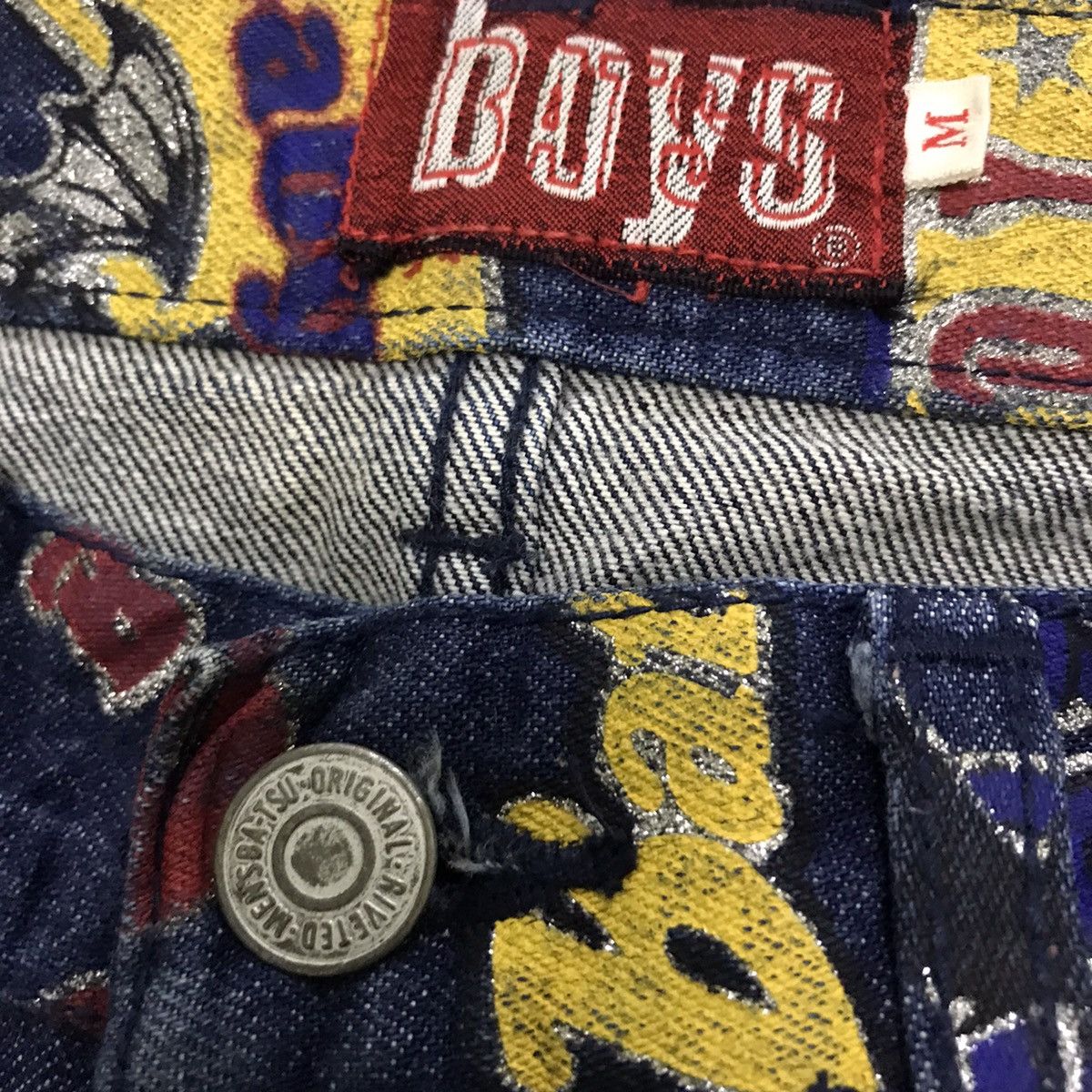 Vintage Vintage Batsu Overprint Patchwork Denim Jeans Size US 31 - 8 Thumbnail