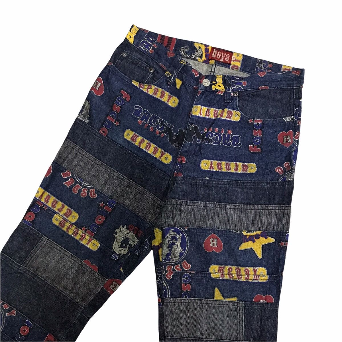 Vintage Vintage Batsu Overprint Patchwork Denim Jeans Size US 31 - 6 Thumbnail