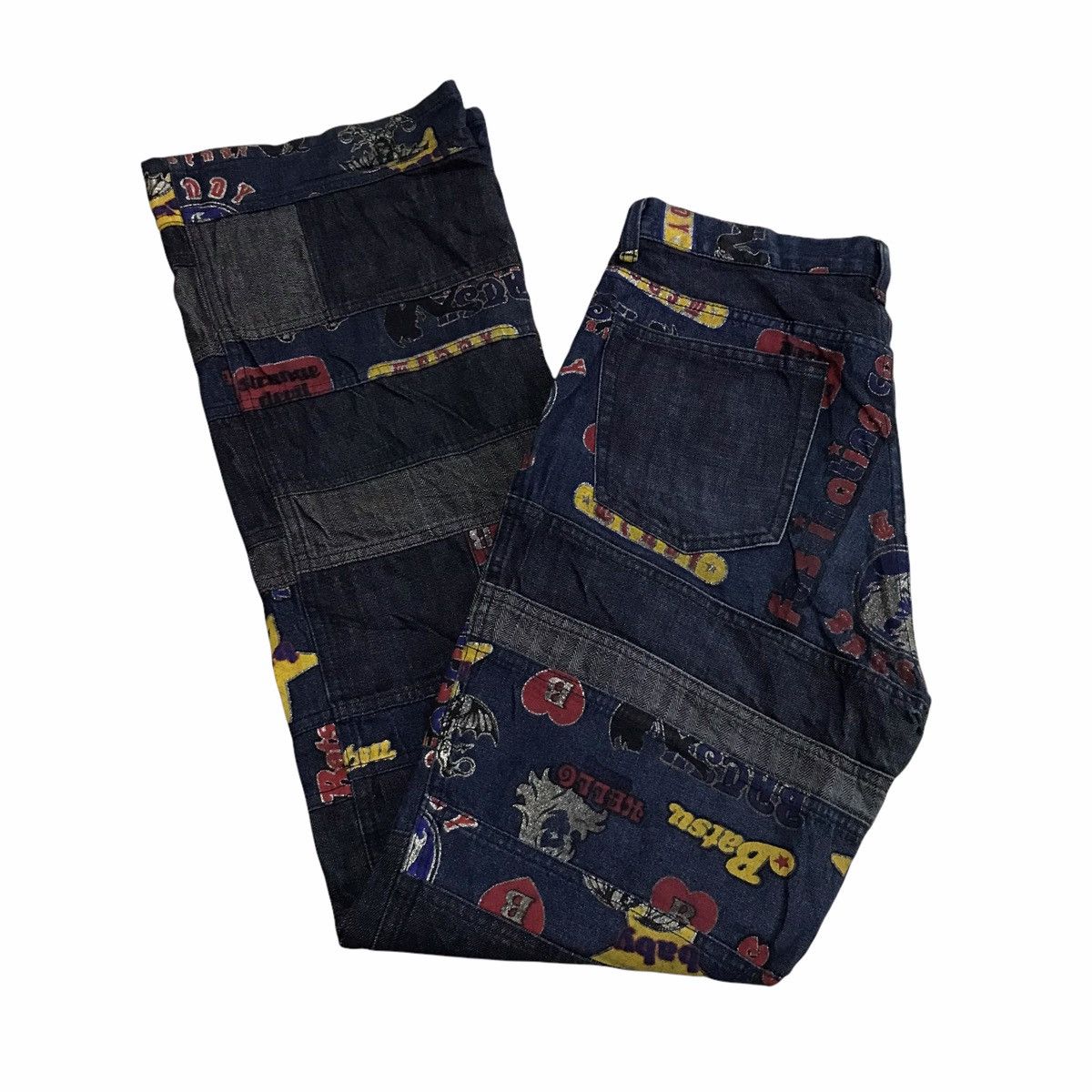 Vintage Vintage Batsu Overprint Patchwork Denim Jeans Size US 31 - 1 Thumbnail