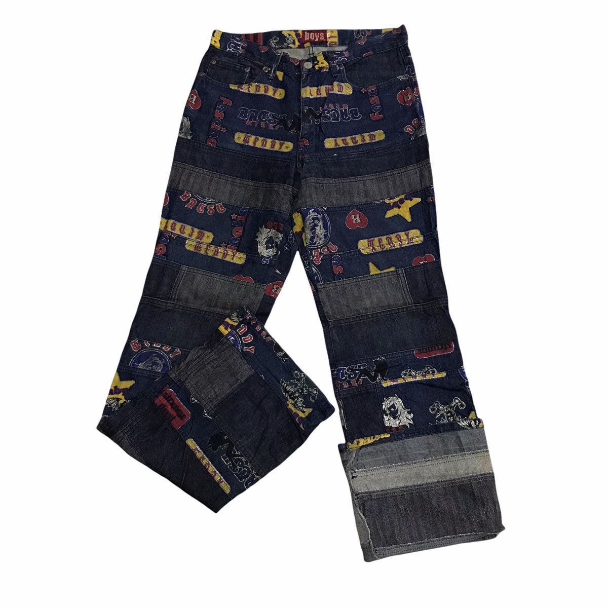 Vintage Vintage Batsu Overprint Patchwork Denim Jeans Size US 31 - 10 Thumbnail
