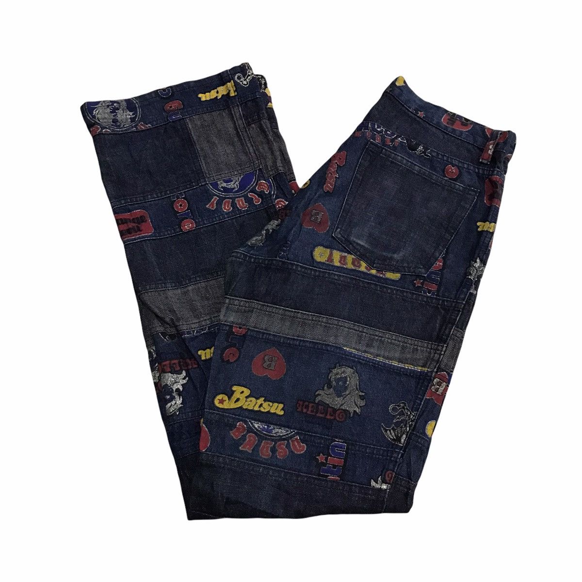 Vintage Vintage Batsu Overprint Patchwork Denim Jeans Size US 31 - 2 Thumbnail
