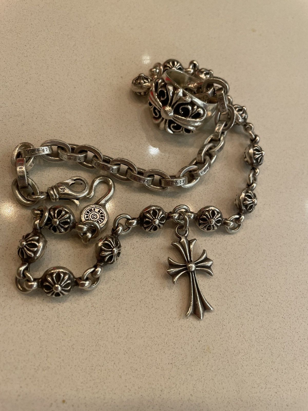 Chrome Hearts Plus Bracelet w/ Cross Charm +++