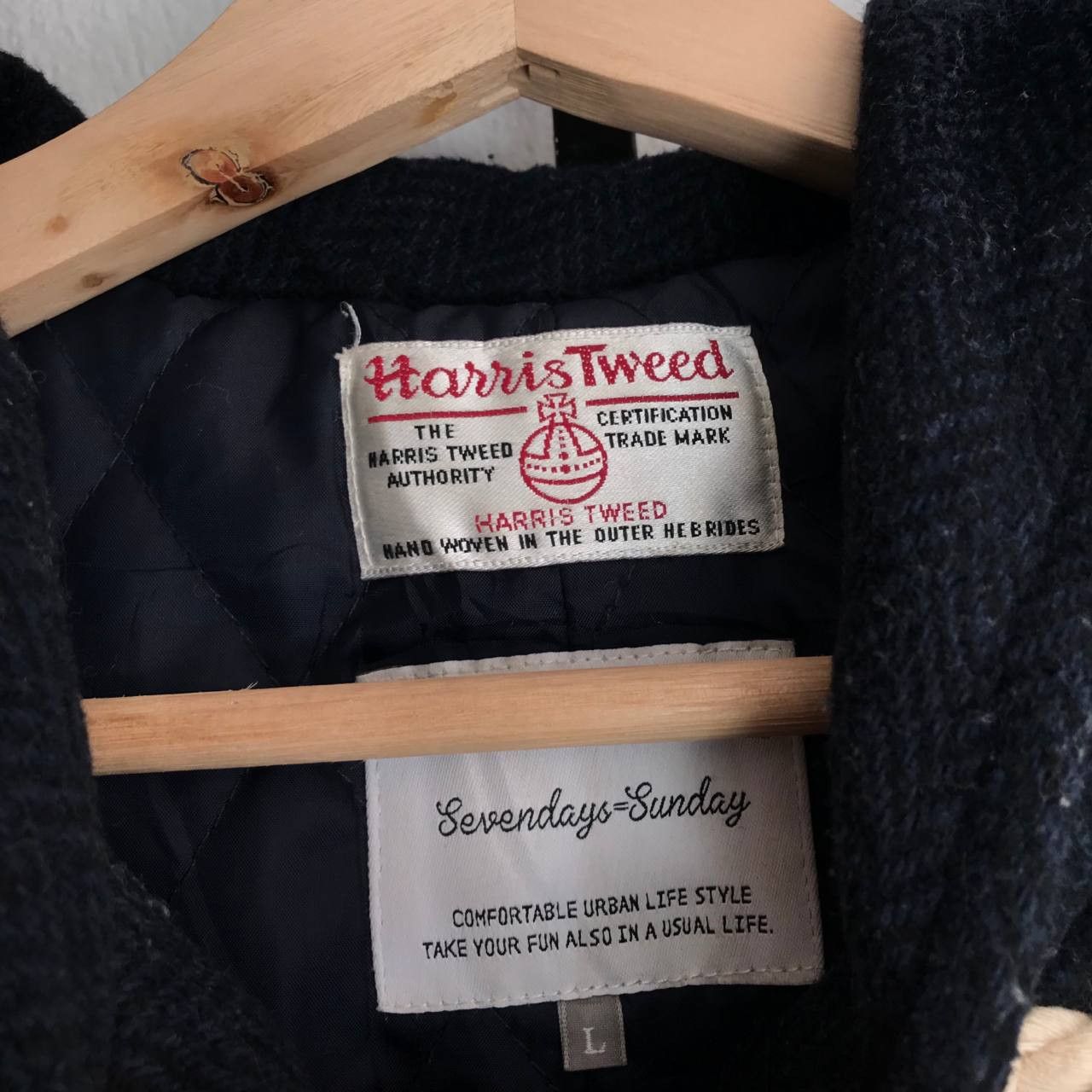 Harris Tweed × Vintage 💣OFFER Vtg HARRIS TWEED Wool Duffler Trench Coat Hoodie Size M / US 6-8 / IT 42-44 - 2 Thumbnail