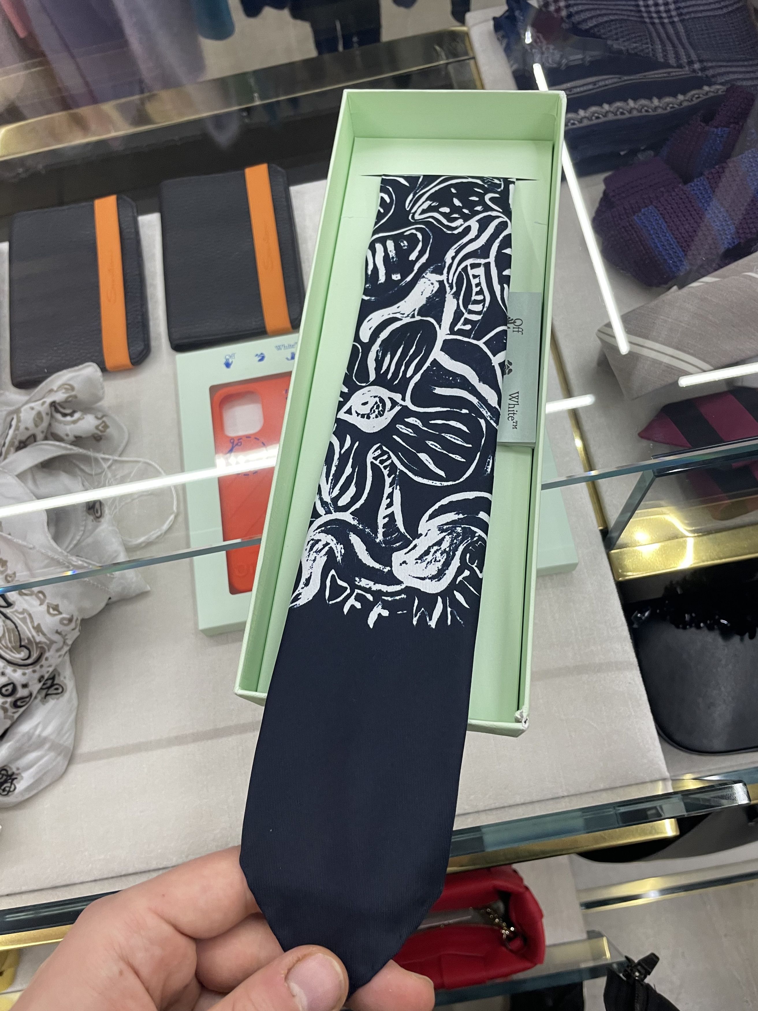 Off-White Floral Silk Tie Size ONE SIZE - 3 Thumbnail