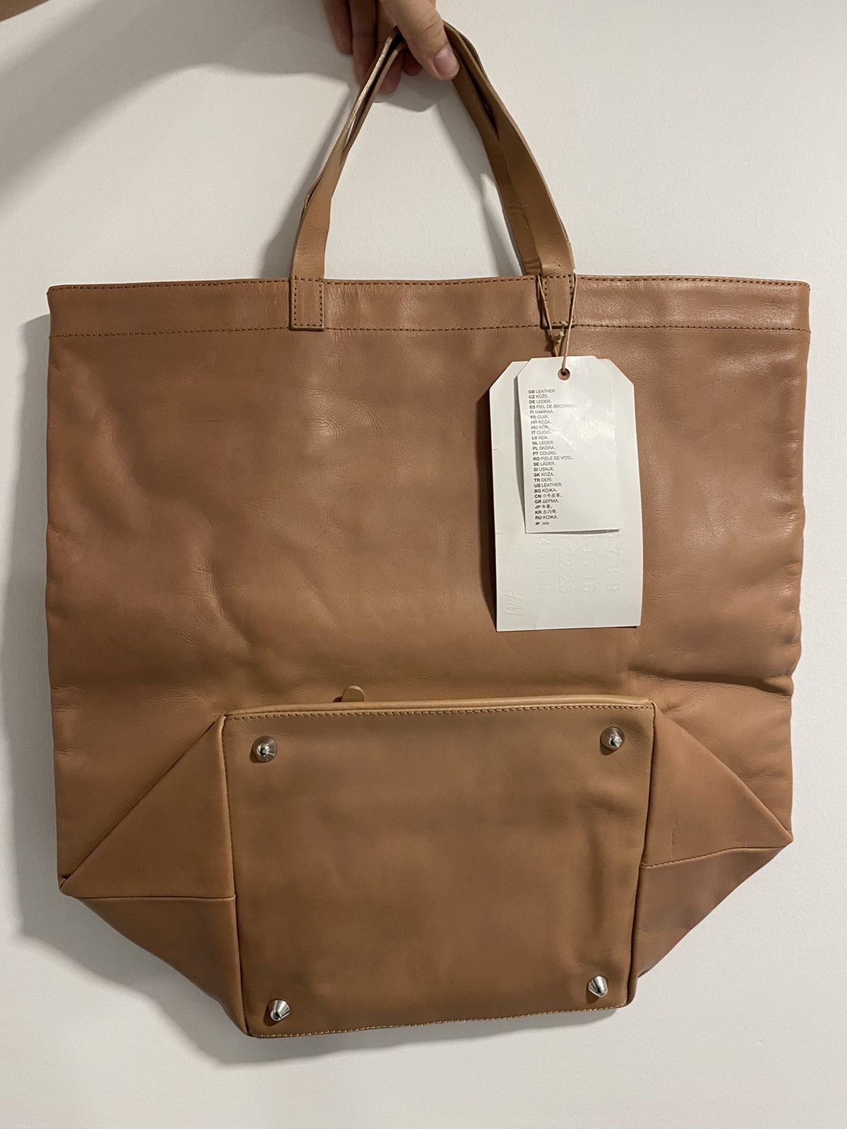 Maison Margiela Maison Martin Margiela X H&M Light Brown leather tote bag |  Grailed