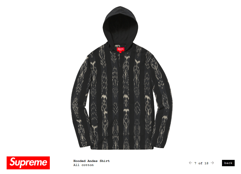 Supreme Supreme Hooded Andes Spring/Summer S/S 2015 | Grailed
