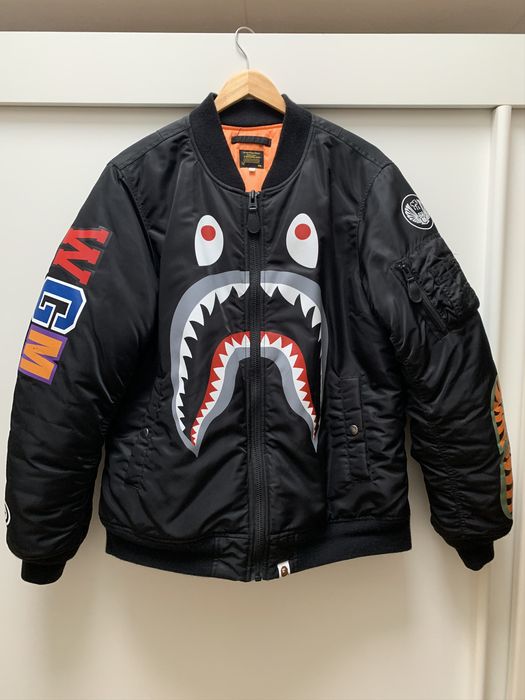オシャレ SHARK MA-1 jacket カーキ BAPE WGM Lサイズ - ジャケット