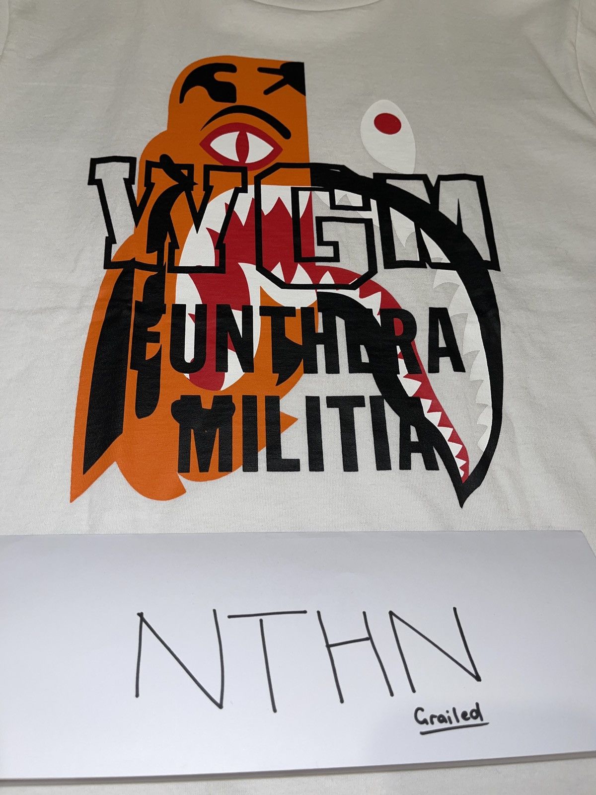 Bape BAPE Tiger Shark Funthera Militia Tee White Size US M / EU 48-50 / 2 - 3 Thumbnail