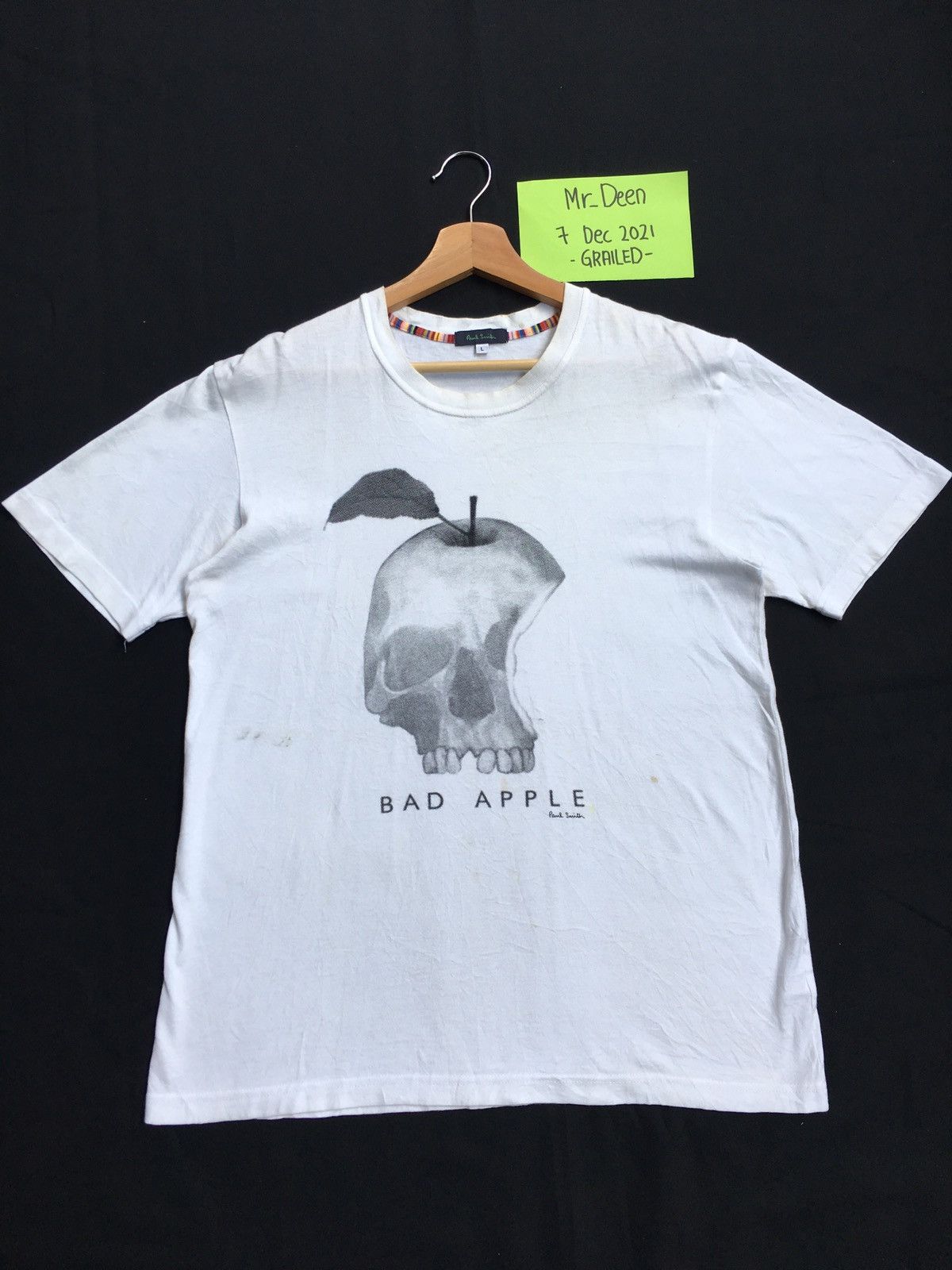 image of Vintage Paul Smith Skulls Bad Apple Tshirt in White, Men's (Size Medium)