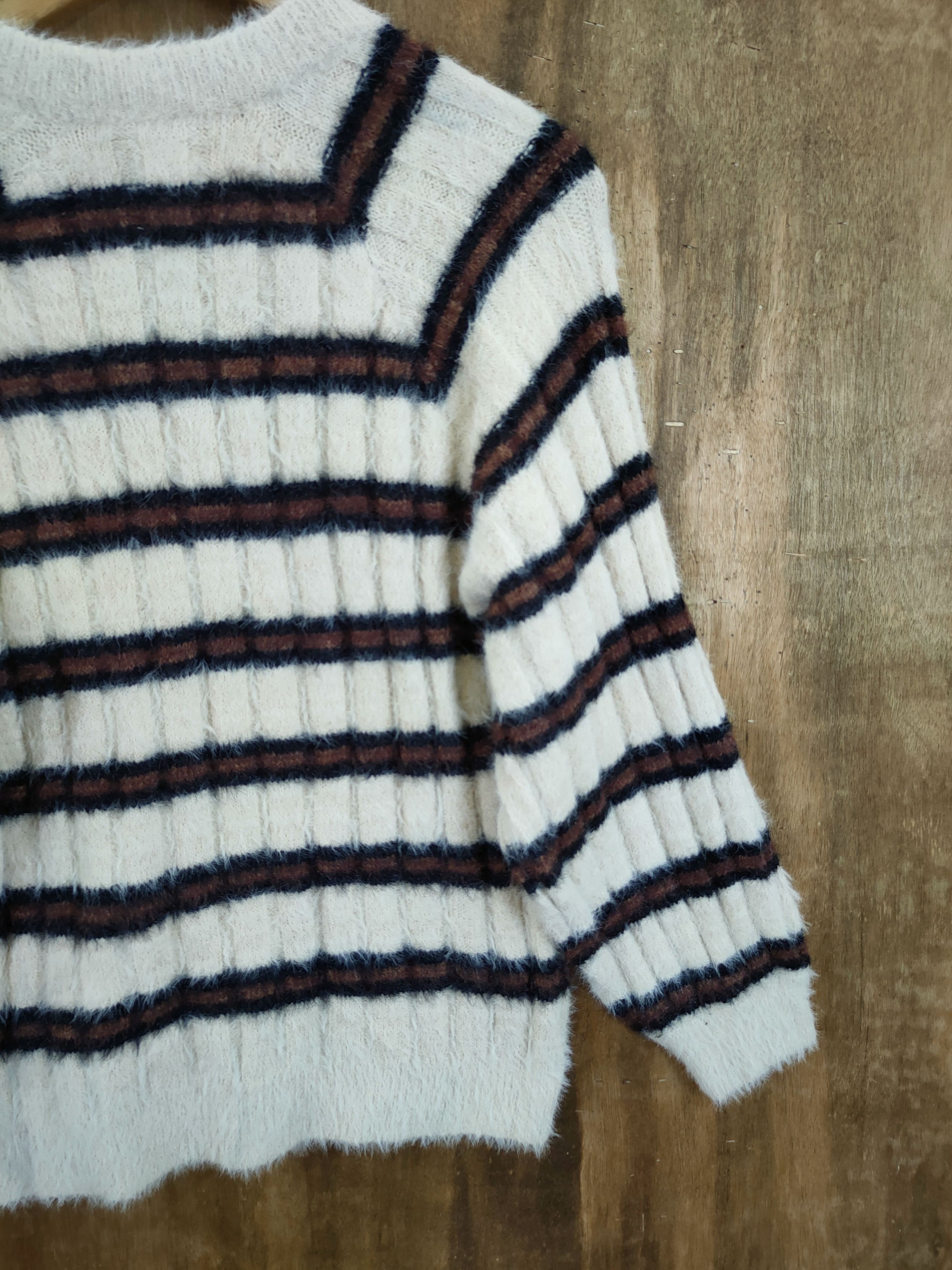 Homespun Knitwear D Flove stripe mohair fur cobain shaggy knitwear #46-994 Size US S / EU 44-46 / 1 - 12 Thumbnail