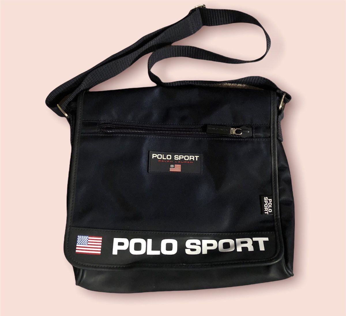 Polo Ralph Lauren Vintage 90s Polo Sport Messenger Side Bag Black 11x11 ...