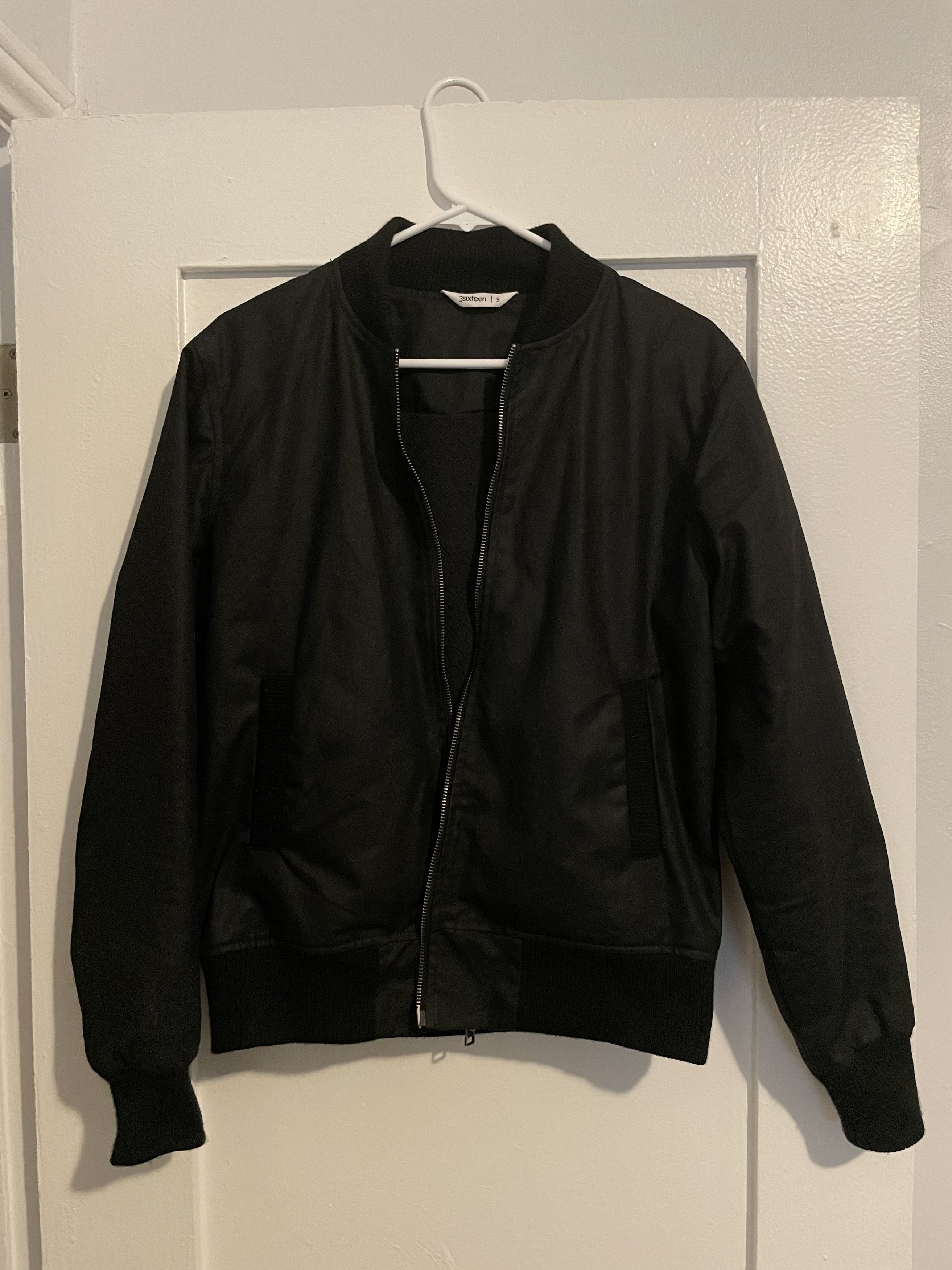 3sixteen Stadium Jacket Black Leather Wool Varsity Jacket Black Dehen Rivet Hide