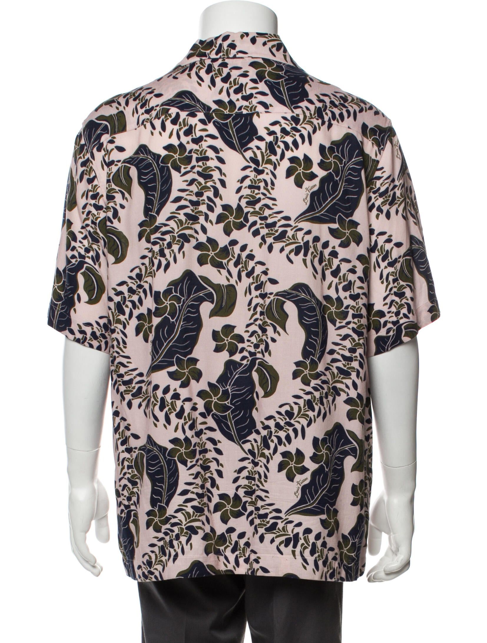 Louis Vuitton Light Pink Floral Print Hawaiian Short Sleeve Shirt Size US L / EU 52-54 / 3 - 3 Thumbnail