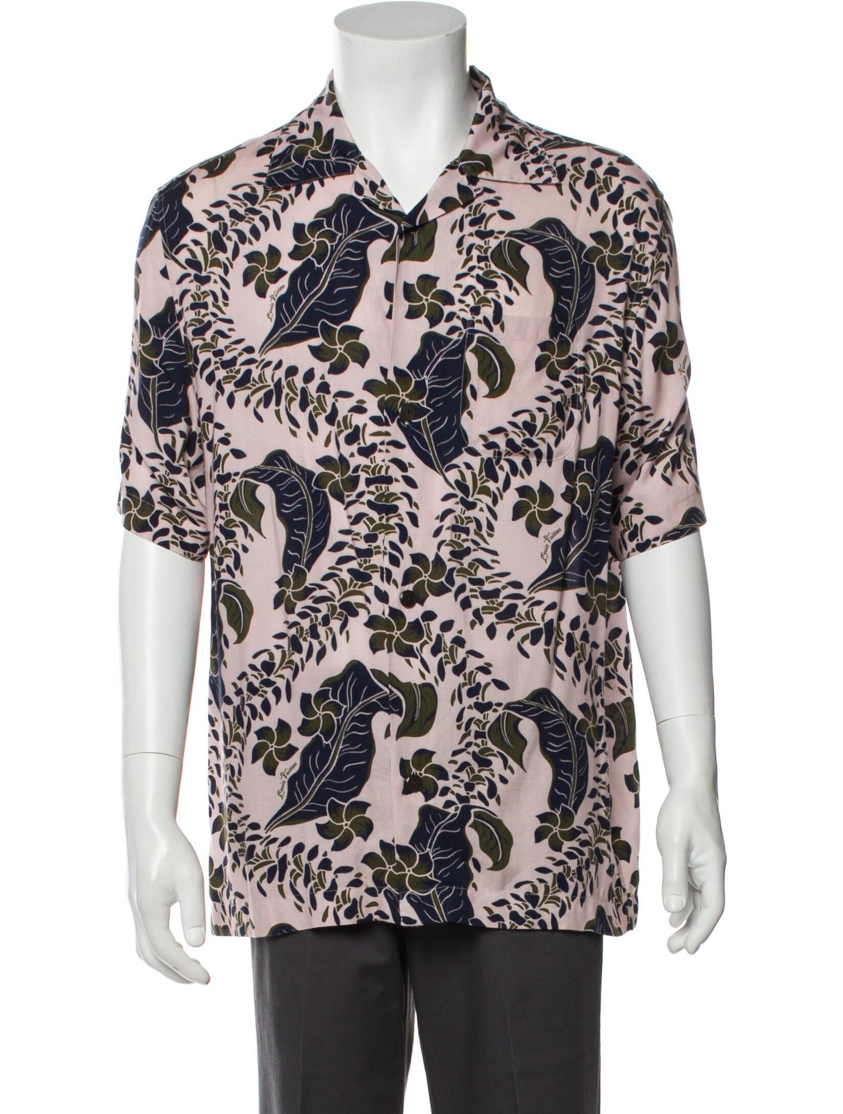 Light Pink Floral Print Hawaiian Short Sleeve Shirt