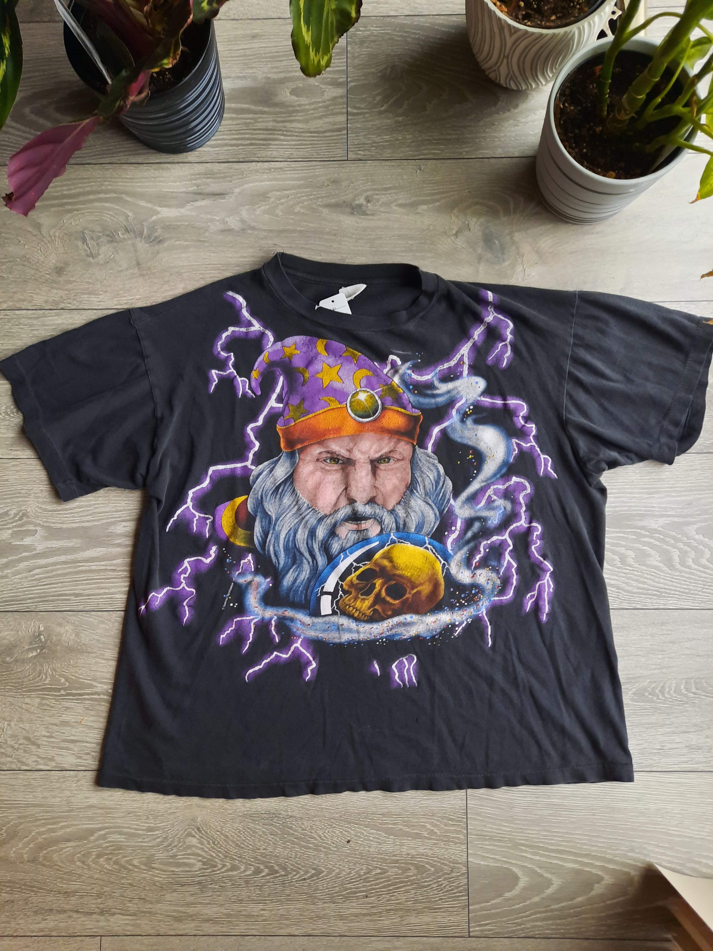 Streetwear × Vintage 90s American Thunder Wizard Tee | Grailed