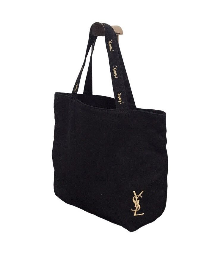 Yves Saint Laurent YSL Tote Bag Black Colour Embroidery Big Logo Size ONE SIZE - 1 Thumbnail