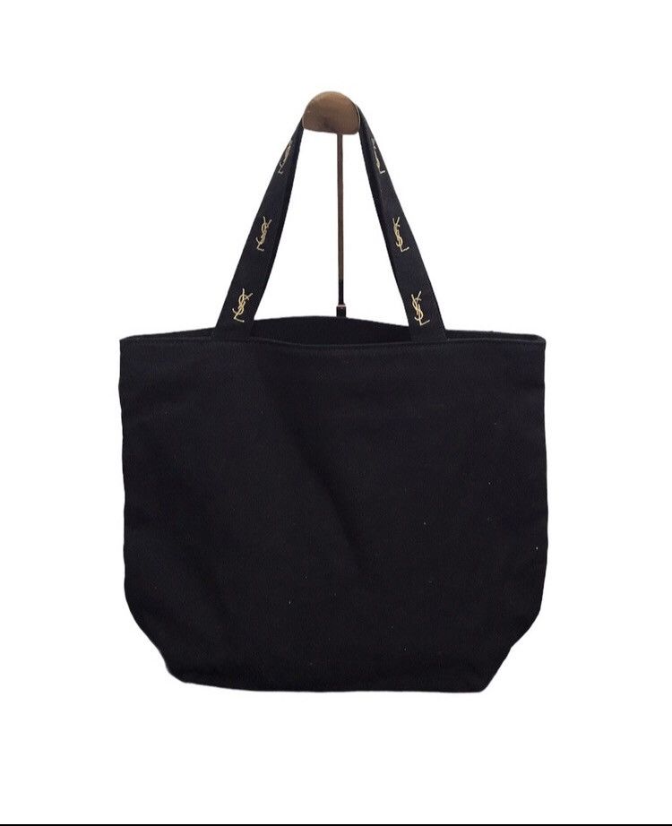 Yves Saint Laurent YSL Tote Bag Black Colour Embroidery Big Logo Size ONE SIZE - 4 Thumbnail