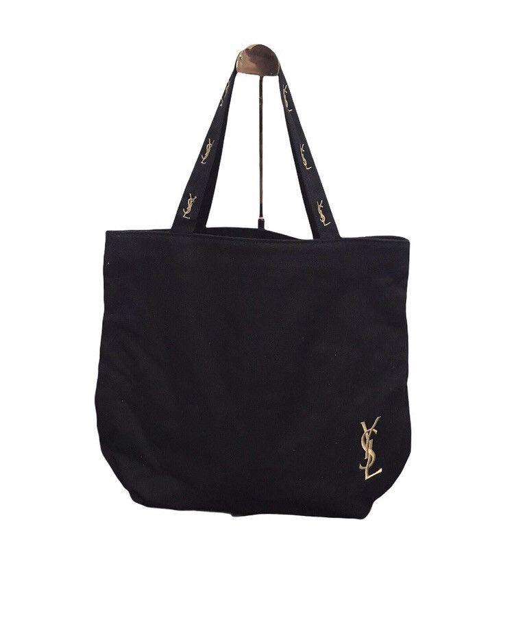 Yves Saint Laurent YSL Tote Bag Black Colour Embroidery Big Logo Size ONE SIZE - 2 Thumbnail