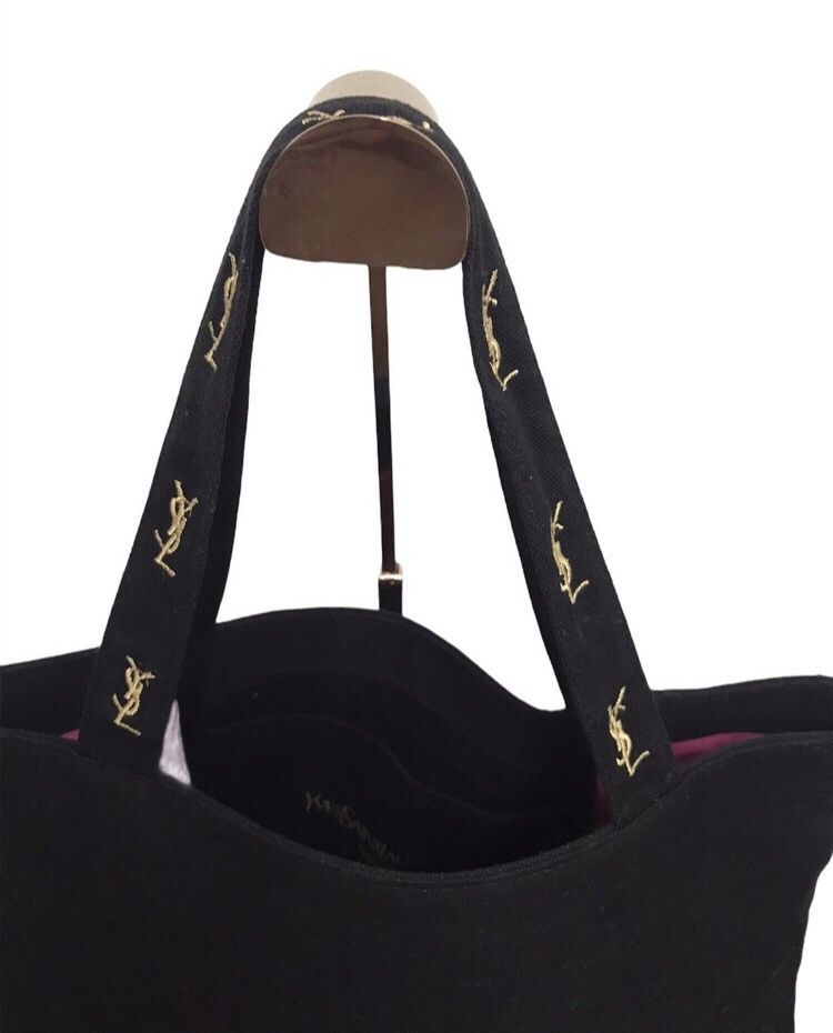 Yves Saint Laurent YSL Tote Bag Black Colour Embroidery Big Logo Size ONE SIZE - 3 Thumbnail