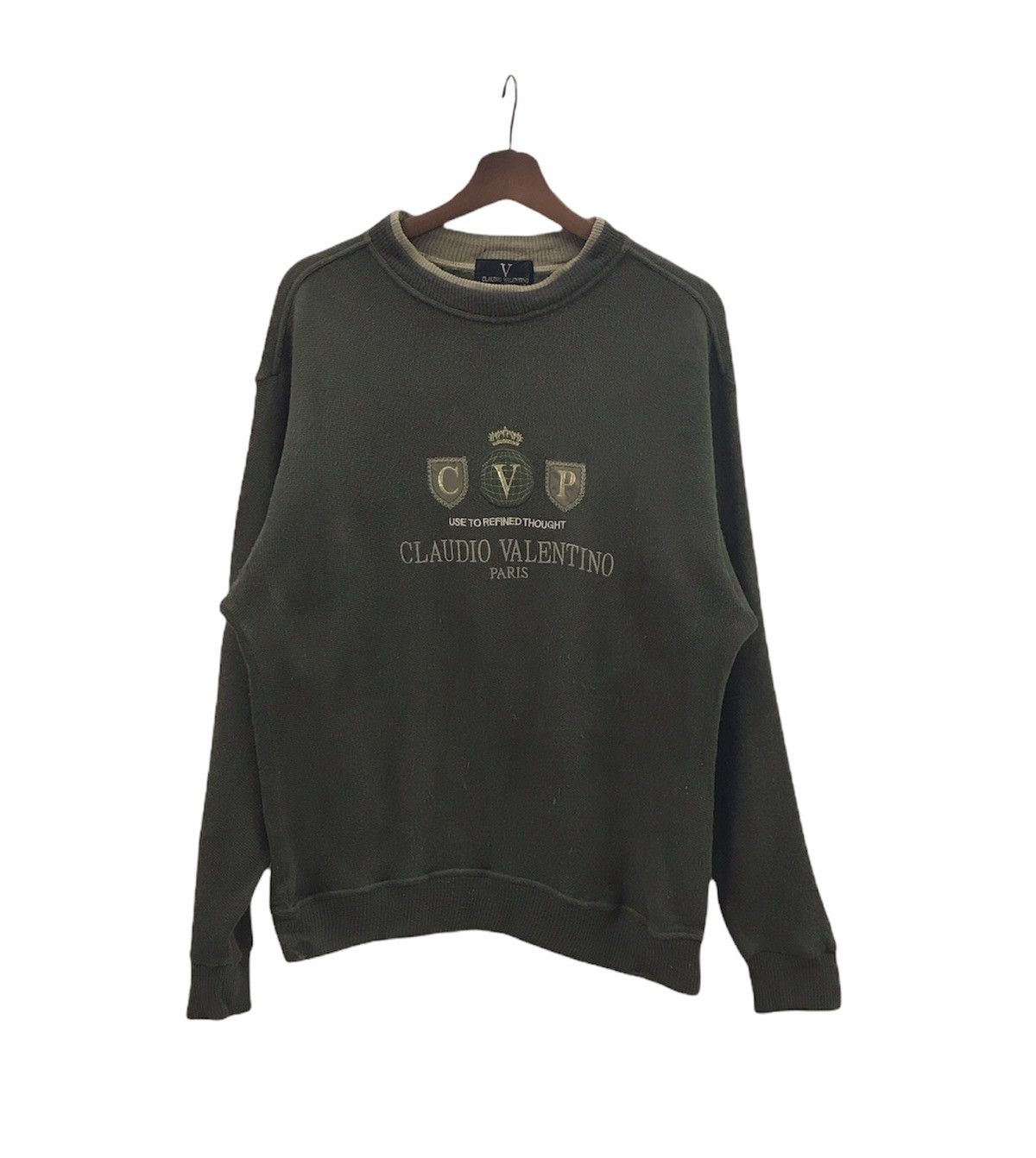 Vintage Claudio Valentino Sweatshirt/Size L/Long Sleeve/Pullover/Italian Designer/Crewneck/Streetwear/Embroidered on sale Logo