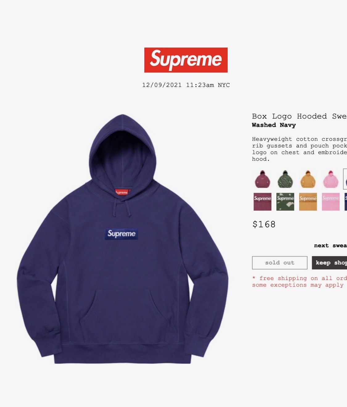 Supreme Box Logo Hoodie (NAVY, LARGE) 